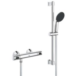 Grohe Precision Flow HP Rear-Fed Exposed Chrome Thermostatic Shower Mixer Set