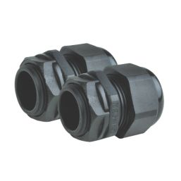 Tower Nylon Male Comp Gland 20mm Black 2 Pack