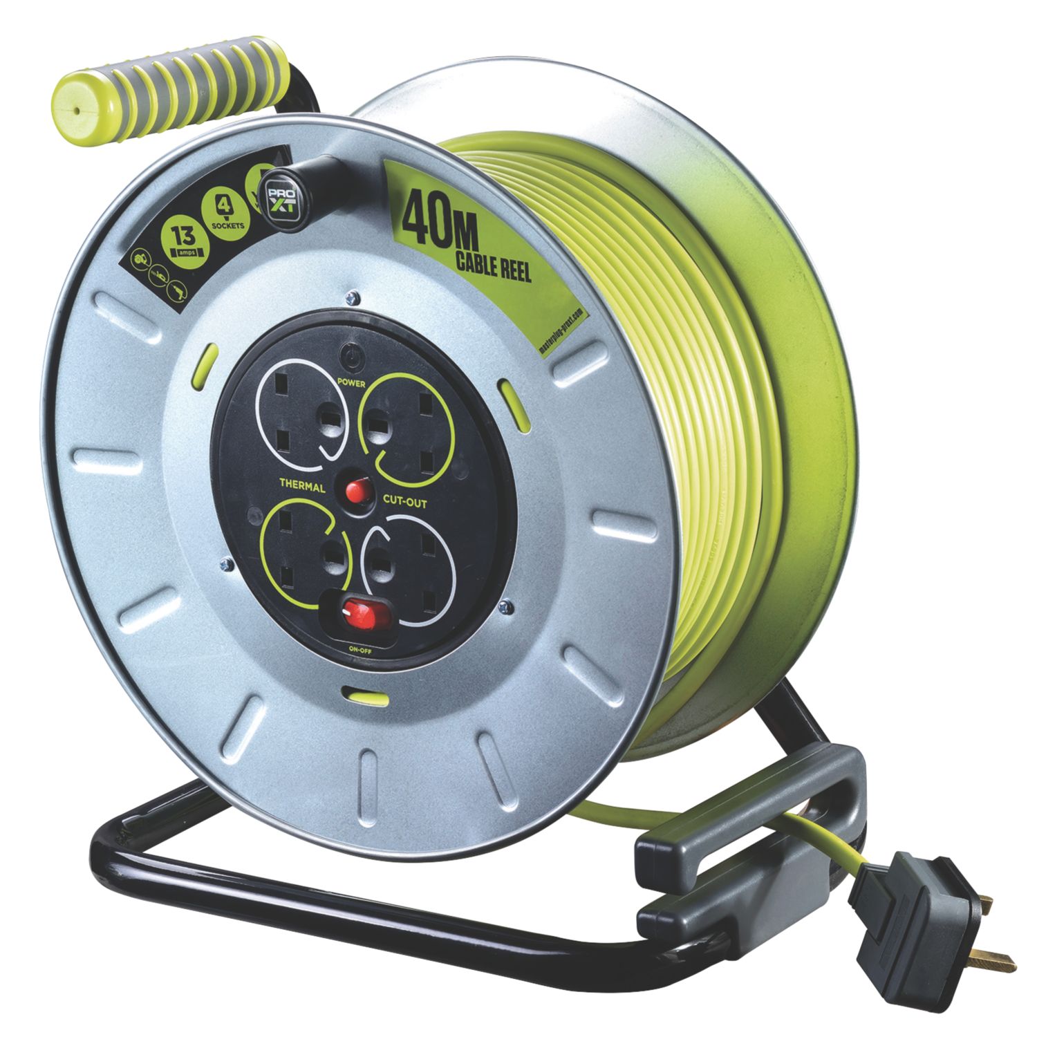PRO XT OTLU40134SL-XD 13A 4-Gang 40m Cable Reel 240V (8086G)