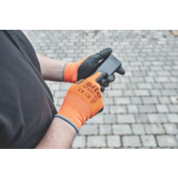 Site  Touchscreen Nitrile Foam Gloves Orange/Black Large