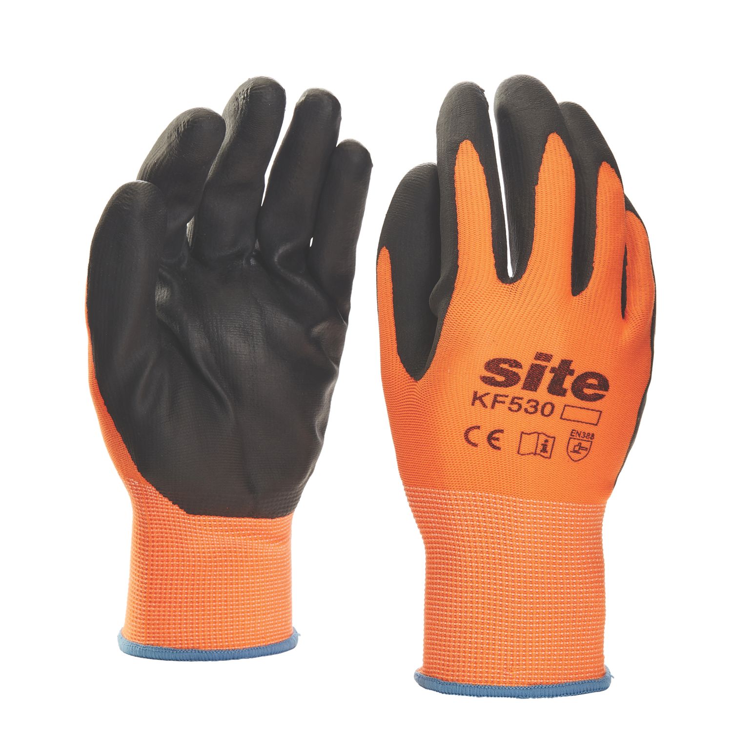 Site Touchscreen Nitrile Foam Gloves Orange/Black Large (808FR)
