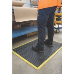 COBA Bubblemat Anti-Fatigue Floor Mat Black/Yellow 0.9m x 0.6m x 14mm