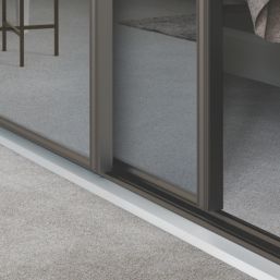 Spacepro Classic 2-Door Sliding Wardrobe Door Kit Stone Grey Frame Mirror Panel 1185mm x 2260mm