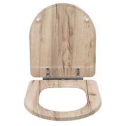 Croydex Varese Soft-Close with Quick-Release Toilet Seat Moulded Wood Natural Finish