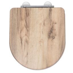 Croydex Varese Soft-Close with Quick-Release Toilet Seat Moulded Wood Natural Finish