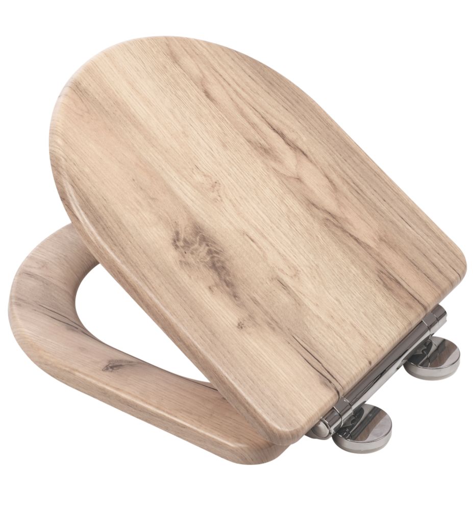 Croydex Varese Soft-Close with Quick-Release Toilet Seat Moulded Wood Natural Finish - 4