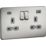 Knightsbridge  13A 2-Gang SP Switched Socket + 4.0A 20W 2-Outlet Type A & C USB Charger Brushed Chrome with Grey Inserts