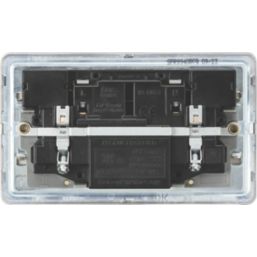 Knightsbridge  13A 2-Gang SP Switched Socket + 4.0A 20W 2-Outlet Type A & C USB Charger Brushed Chrome with Grey Inserts