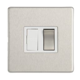 Contactum Lyric 13A Switched Fused Spur  Brushed Steel with White Inserts