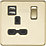 Knightsbridge  13A 1-Gang SP Switched Socket + 2.4A 12W 2-Outlet Type A USB Charger Polished Brass with Black Inserts