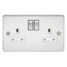 Knightsbridge  13A 2-Gang DP Switched Double Socket Polished Chrome  with White Inserts