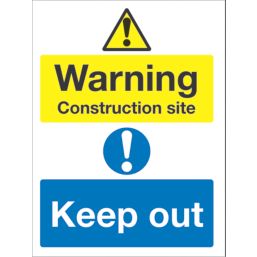 "Warning Construction Site Keep Out" Sign 400mm x 300mm