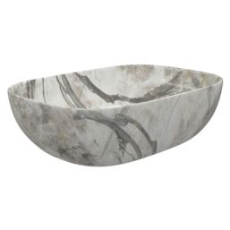 Rectangular White Marble Washbowl No Tap Holes 460mm