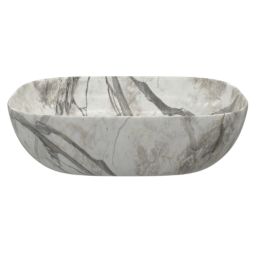 Rectangular White Marble Washbowl No Tap Holes 460mm