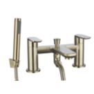 Highlife Bathrooms Rona Brushed Brass 118.9mm Deck Mounted Dual Control Manual Shower Mixer Tap