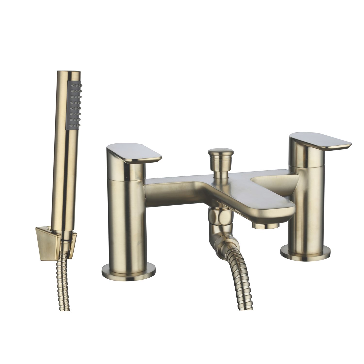 Highlife Bathrooms Rona Brushed Brass 118.9mm Deck Mounted Dual Control Manual Shower Mixer Tap (809HL)