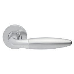 Jigtech Parma Lever on Rose Door Handles Pair Polished / Satin Chrome