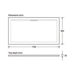 Mira Flight Level Rectangular Shower Tray White 1700mm x 900mm x 25mm
