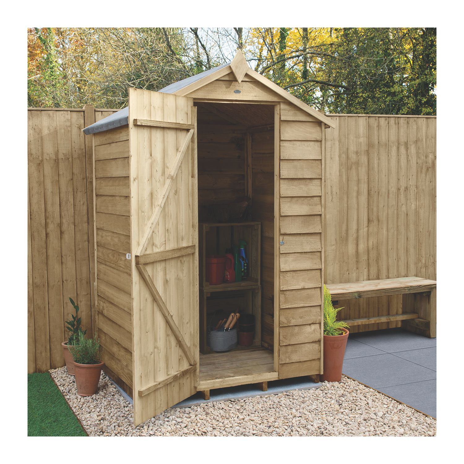 Forest 4' x 3' (Nominal) Apex Overlap Timber Shed with Assembly (809JR)