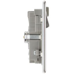 LAP  13A 2-Gang SP Switched Wi-Fi Extender Socket + 2.1A 10.5W 1-Outlet Type A USB Charger Brushed Stainless Steel with Graphite Inserts