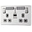 LAP  13A 2-Gang SP Switched Wi-Fi Extender Socket + 2.1A 10.5W 1-Outlet Type A USB Charger Brushed Stainless Steel with Graphite Inserts