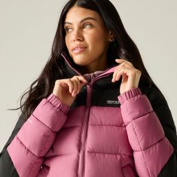 Regatta Aldthorn Womens Hooded Puffer Jacket (colour-block) Violet/Black - 0W3 Size 8