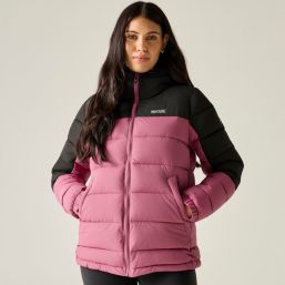 Regatta Aldthorn Womens Hooded Puffer Jacket (colour-block) Violet/Black - 0W3 Size 8