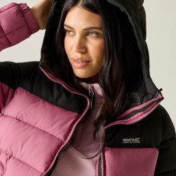 Regatta Aldthorn Womens Hooded Puffer Jacket (colour-block) Violet/Black - 0W3 Size 8