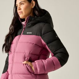 Regatta Aldthorn Womens Hooded Puffer Jacket (colour-block) Violet/Black - 0W3 Size 8