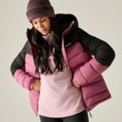 Regatta Aldthorn Womens Hooded Puffer Jacket (colour-block) Violet/Black - 0W3 Size 8