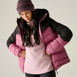 Regatta Aldthorn Womens Hooded Puffer Jacket (colour-block) Violet/Black - 0W3 Size 8
