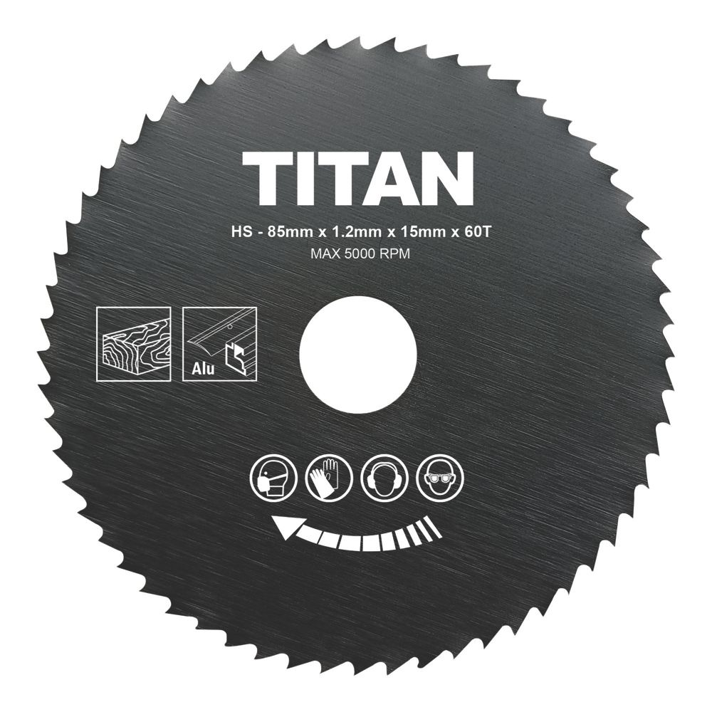 Titan Wood Metal Circular Saw Blade 85mm x 15mm 60T Screwfix