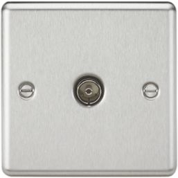 Knightsbridge  1-Gang Coaxial TV Socket Brushed Chrome