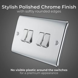 British General Nexus Metal 20A 16AX 4-Gang 2-Way Light Switch  Polished Chrome
