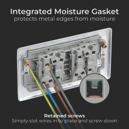 British General Nexus Metal 20A 16AX 4-Gang 2-Way Light Switch  Polished Chrome