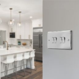 British General Nexus Metal 20A 16AX 4-Gang 2-Way Light Switch  Polished Chrome