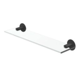 Swirl Caldew Black Stainless Steel, Tempered Glass & Zinc Alloy Bathroom Shelf 400mm x 107mm x 50mm