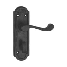 Essentials Turnberry LoB Bathroom Door Handles Pair Black