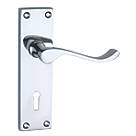 Smith & Locke  Fire Rated Lock Door Handles Pair Polished Chrome