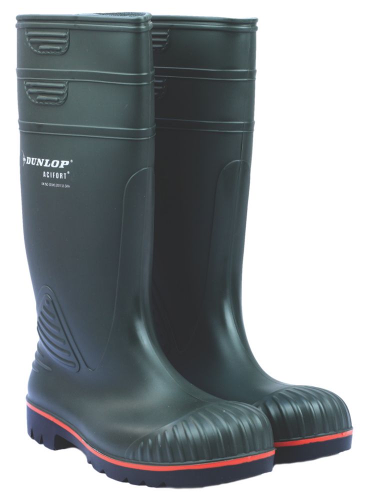 Dunlop Acifort Size Green Steel Toe Cap Safety Wellies Screwfix