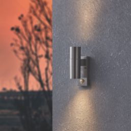 Eglo Riga 5 Outdoor LED Wall Light With PIR Sensor Silver 2.8W 250lm