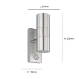 Eglo Riga 5 Outdoor LED Wall Light With PIR Sensor Silver 2.8W 250lm