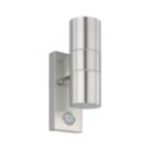 Eglo Riga 5 Outdoor LED Wall Light With PIR Sensor Silver 2.8W 250lm