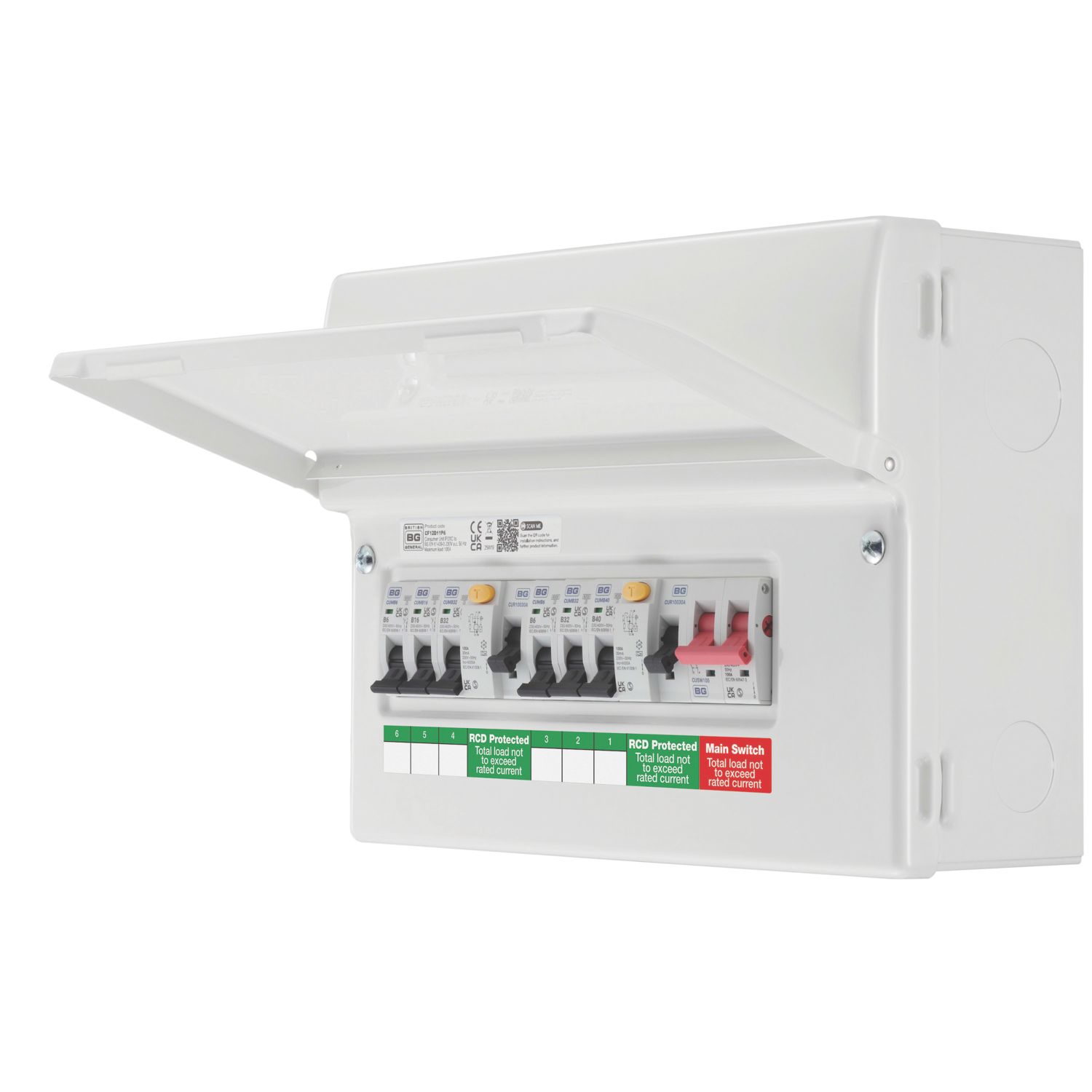 British General Circuit Protection 6-Module 6-Way Populated High Integrity Main Switch Consumer Unit (810CY)