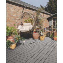 Apollo Grey Composite Left Corner Interlocking Decking Edging 24mm x 0.38m x 0.075m