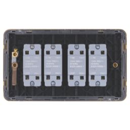 Schneider Electric Lisse Deco 10AX 4-Gang 2-Way Light Switch  Satin Brass with Black Inserts
