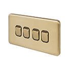 Schneider Electric Lisse Deco 10AX 4-Gang 2-Way Light Switch  Satin Brass with Black Inserts