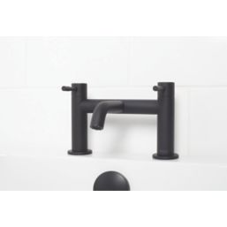 Bristan Mila Black 140mm Deck Mounted Lever 2 Tap Holes Bath Mixer Tap