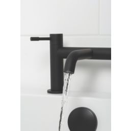 Bristan Mila Black 140mm Deck Mounted Lever 2 Tap Holes Bath Mixer Tap