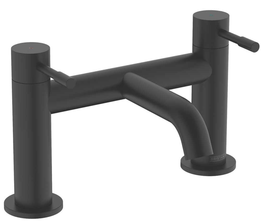 Bristan Mila Black 140mm Deck Mounted Lever 2 Tap Holes Bath Mixer Tap ...